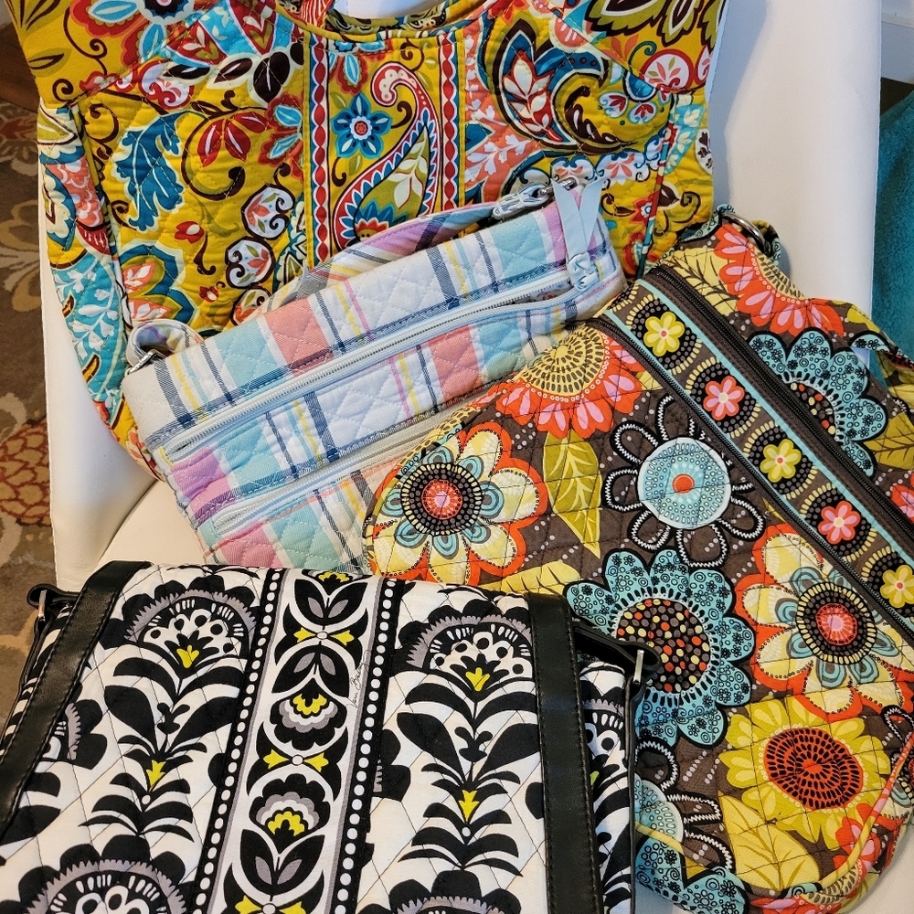 Lot of 4 Vera Bradley purses. Colorful Patterned Bags Collection